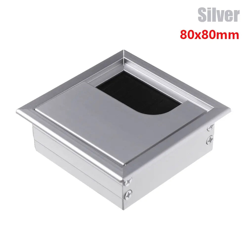Rectangle Desk Cable Grommet Wire Hole Cover | Cable Organizer Desk Cable Grommet Richie's silver-80x80mm