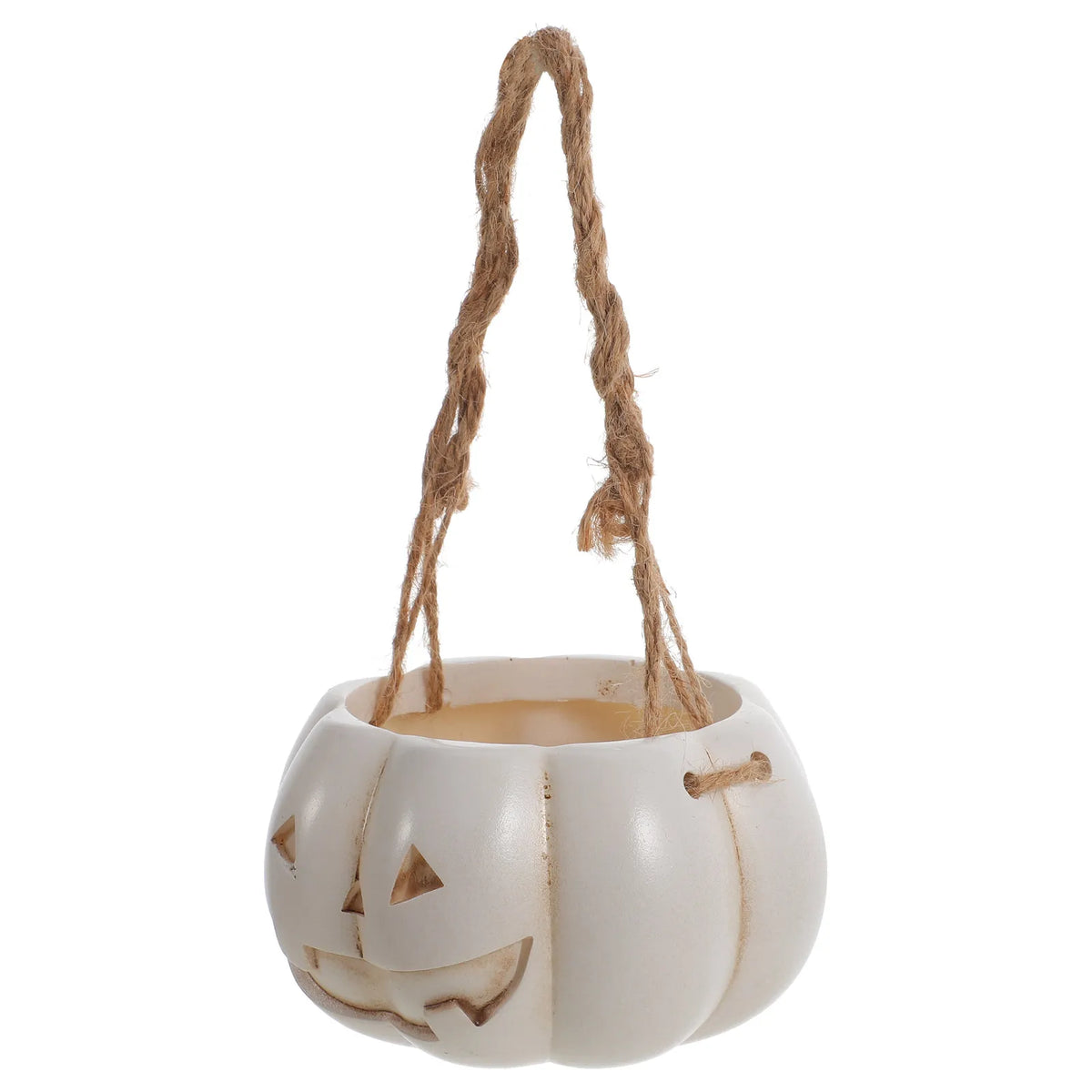Halloween Hanging Pumpkin Planter White Resin Pot & Drainage Hanging Pumpkin Planter Richie's