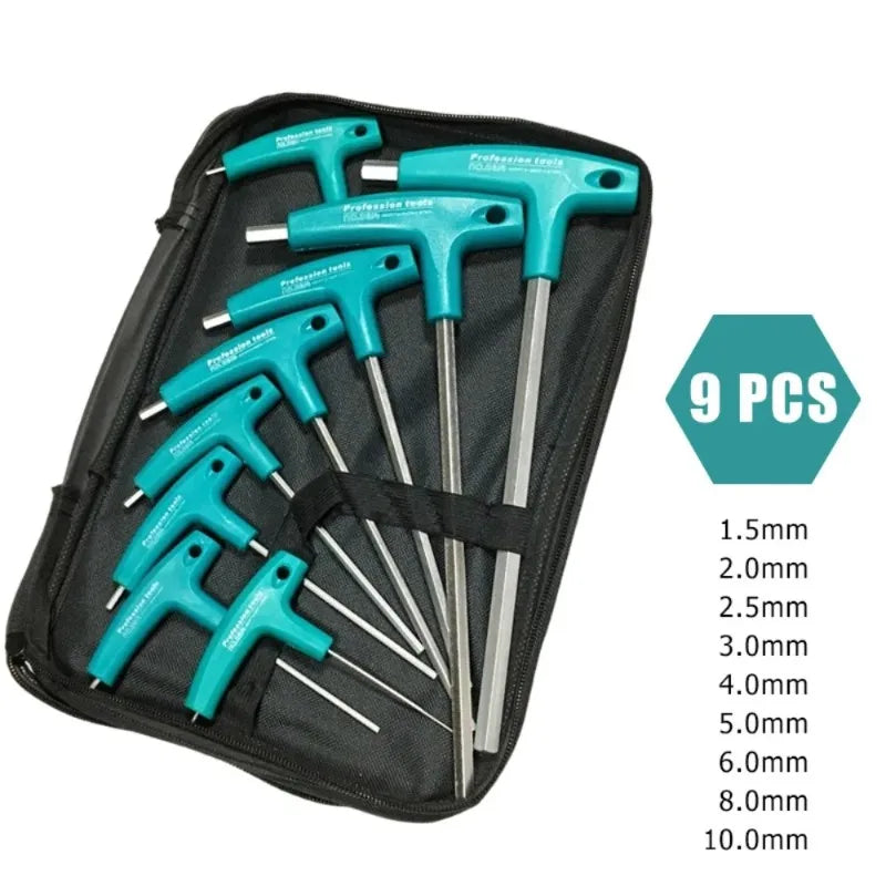 6/9 Pc CR-V Allen Key Hex Wrench Set with T-Handle & Bag Hex Wrench Set Richie's