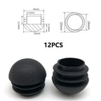12 Pcs Round Furniture Tube Plugs Non-Slip Black Floor Leg Caps Furniture Leg Caps Richie's 25mm