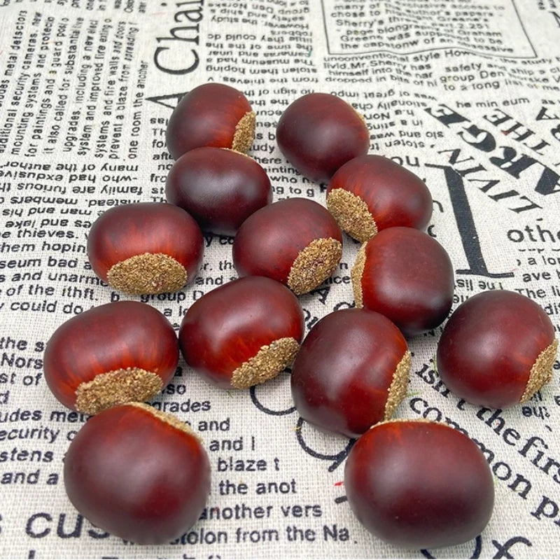 Artificial Chestnuts Set of 24 – Realistic Fall Decor Props Artificial Fall Decor Richie's Flat Chestnut 12pcs 2.5X3 cm
