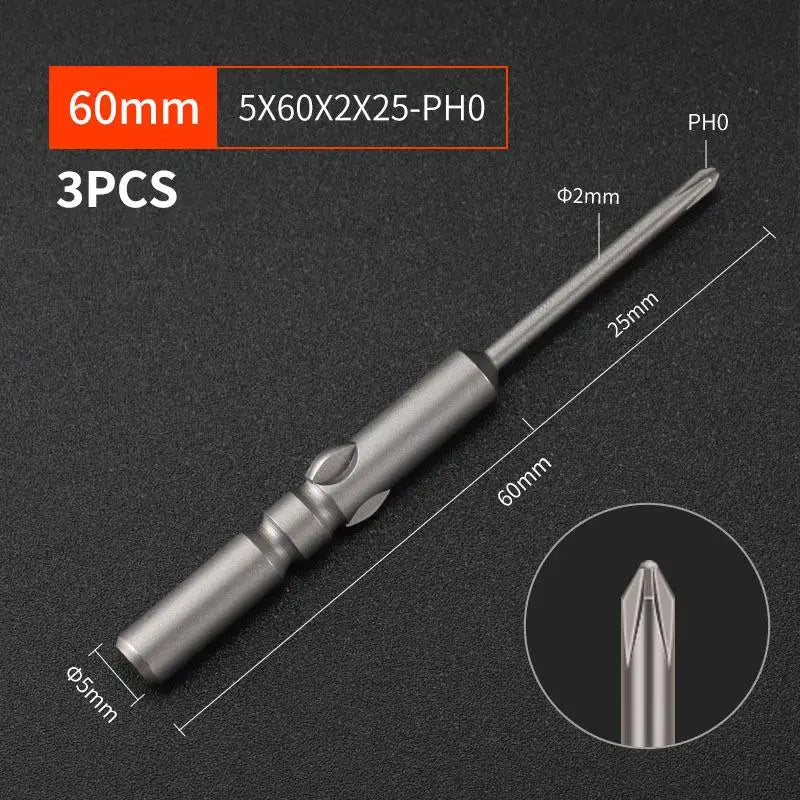 3-Pack S2 Steel 60mm Electric Screwdriver Bits | High Strength Screwdriver Bits Richie's A4