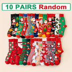 Women's Christmas Socks – Santa, Reindeer, Snowman (5/10 Pairs) Holiday Novelty Socks Richie's