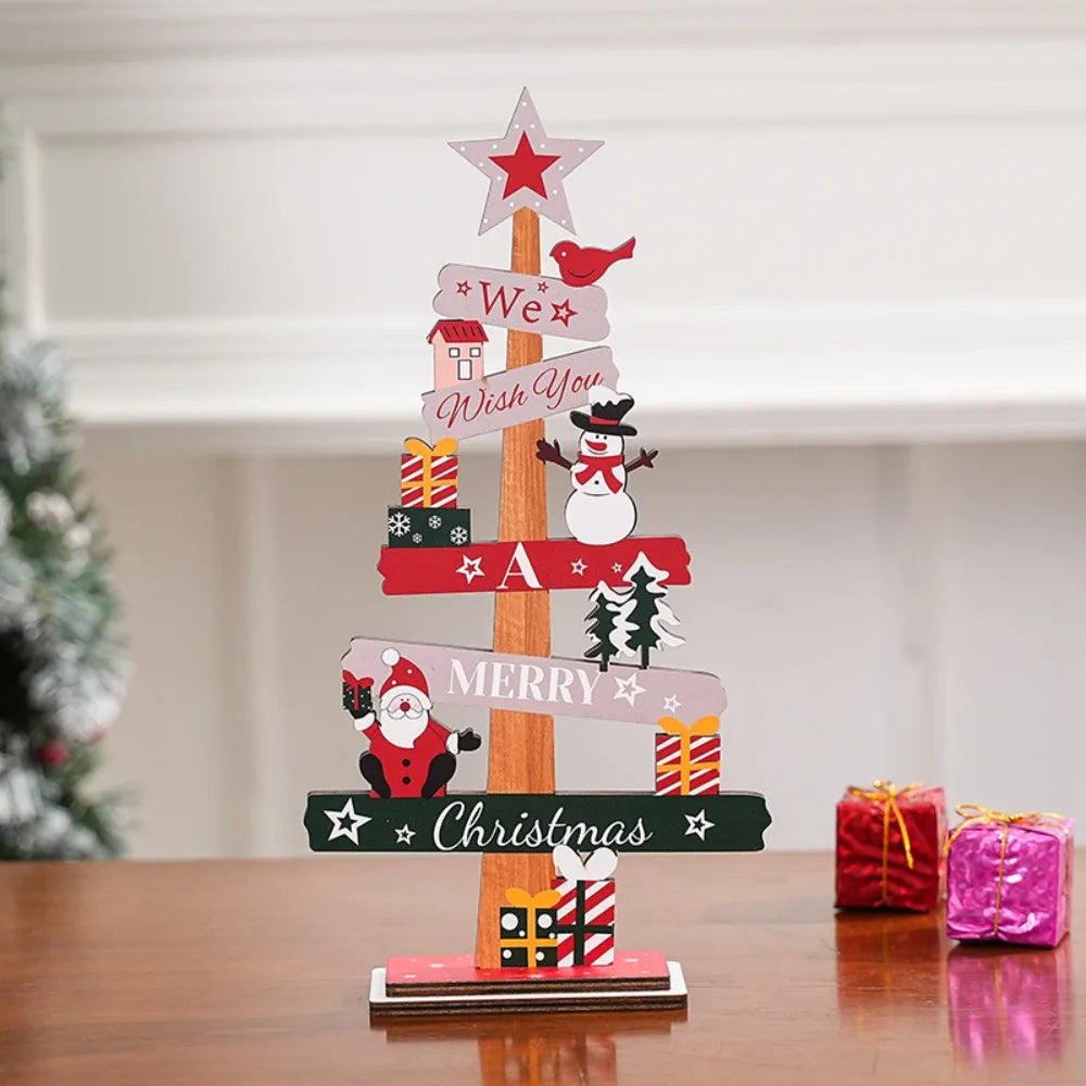Wooden Santa Claus Christmas Tree Desktop Decoration Ornament Christmas Table Decoration Richie's Style D 0.6M