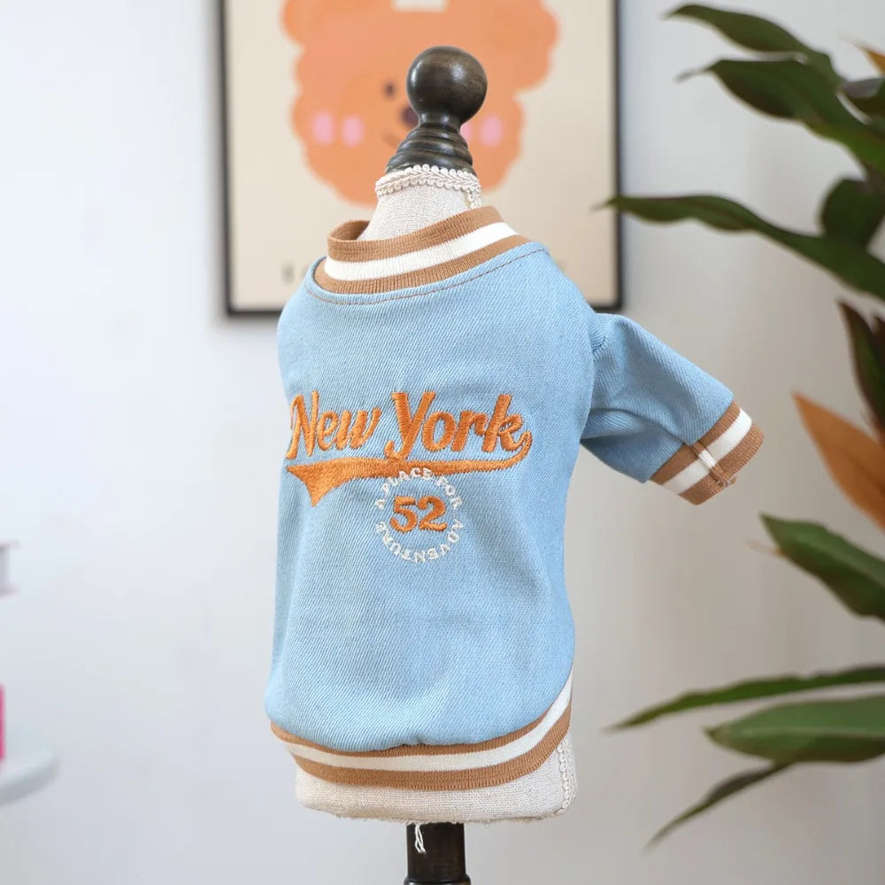 Denim Dog & Cat Baseball Shirt – Breathable Sports Vest Pet Apparel Richie's