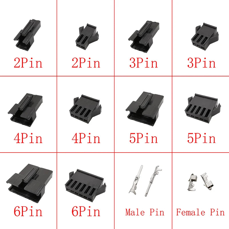 JST SM 2.54mm Connector 2–8 Pin Male Female Crimp Housing Wire Connector Housing Richie's