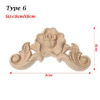 Unpainted Wood Carved Rose Flower Applique Furniture Ornament Wood Carved Applique Richie's type 6-8cmX8cm-