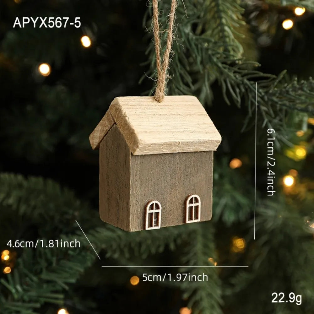Wooden Christmas House Ornament – DIY Log Village Pendant Christmas Ornament Richie's E