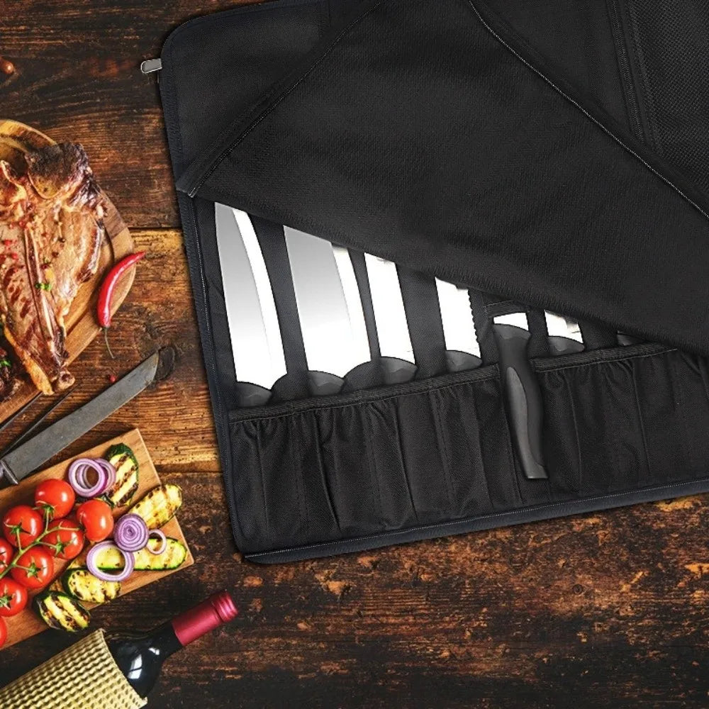 Oxford Chef Knife Roll Bag with Shoulder Strap | Large Capacity Knife Roll Bag Richie's
