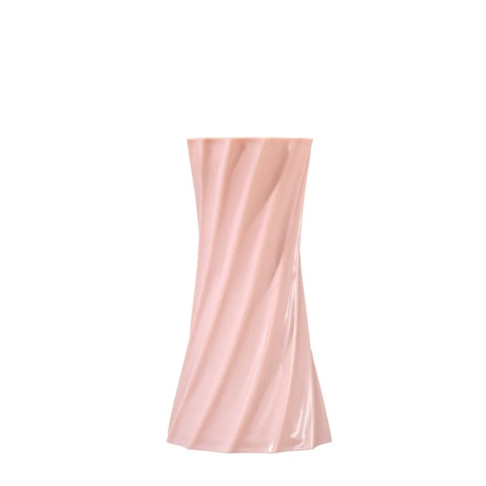 Nordic Plastic Flower Vase | Spiral Pattern Ceramic Look Decorative Flower Vase Richie's Pink