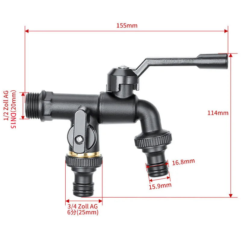 Black Brass Dual Outlet Anti-Freeze Outdoor Garden Faucet 1/2" Outdoor Garden Faucet Richie's
