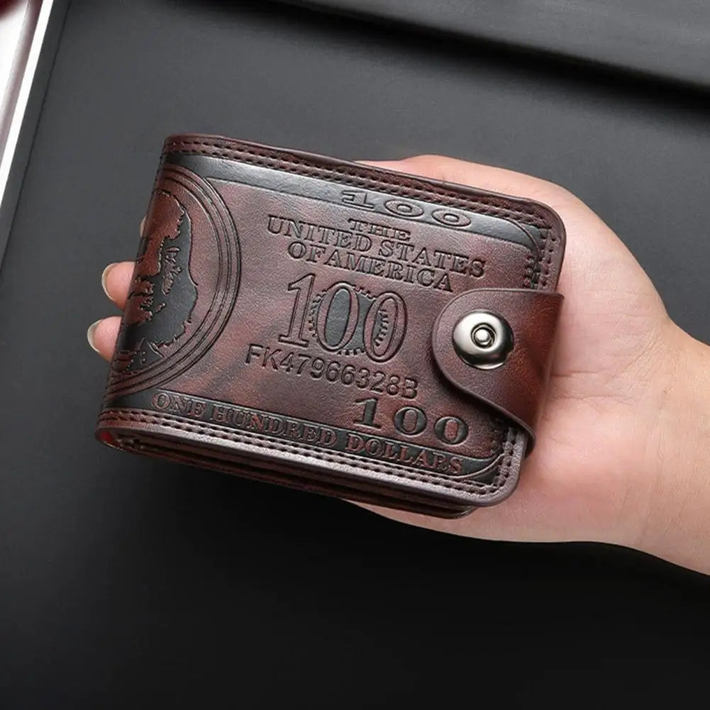 Men's 100 Dollar Bill Embossed PU Leather Wallet Men's Wallet Richie's