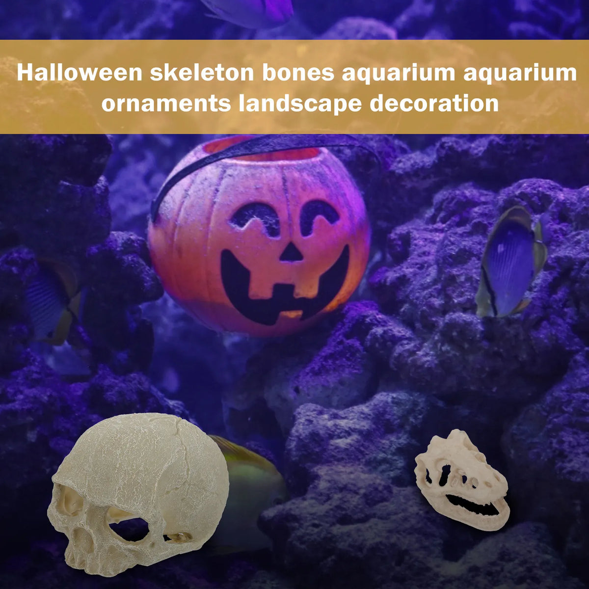 2-Pack Skull Resin Aquarium Ornaments | Fish Tank Decor Aquarium Ornament Richie's