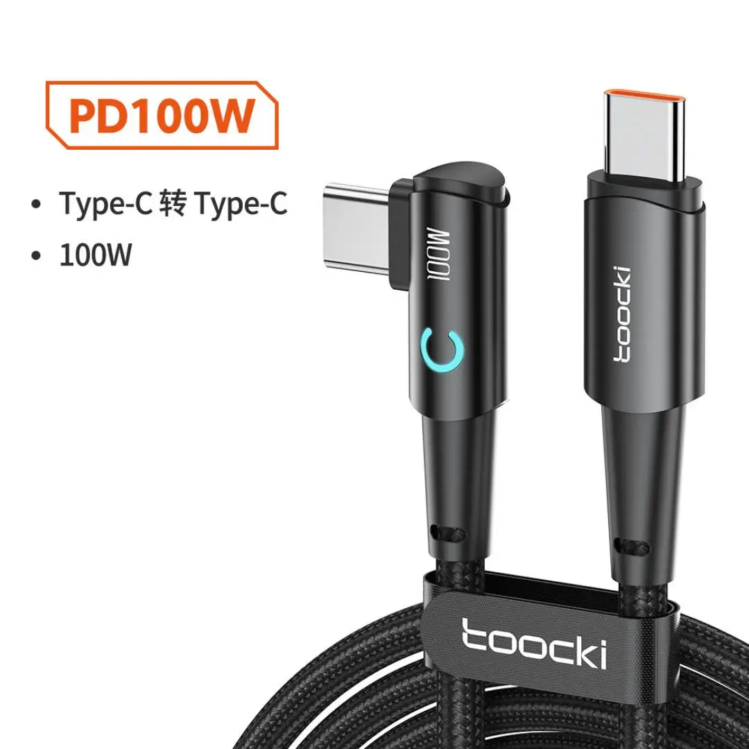 L-Shape USB-C Cable 100W PD Fast Charging LED – 1M Right Angle USB-C Charging Cable Richie's 100W 1m