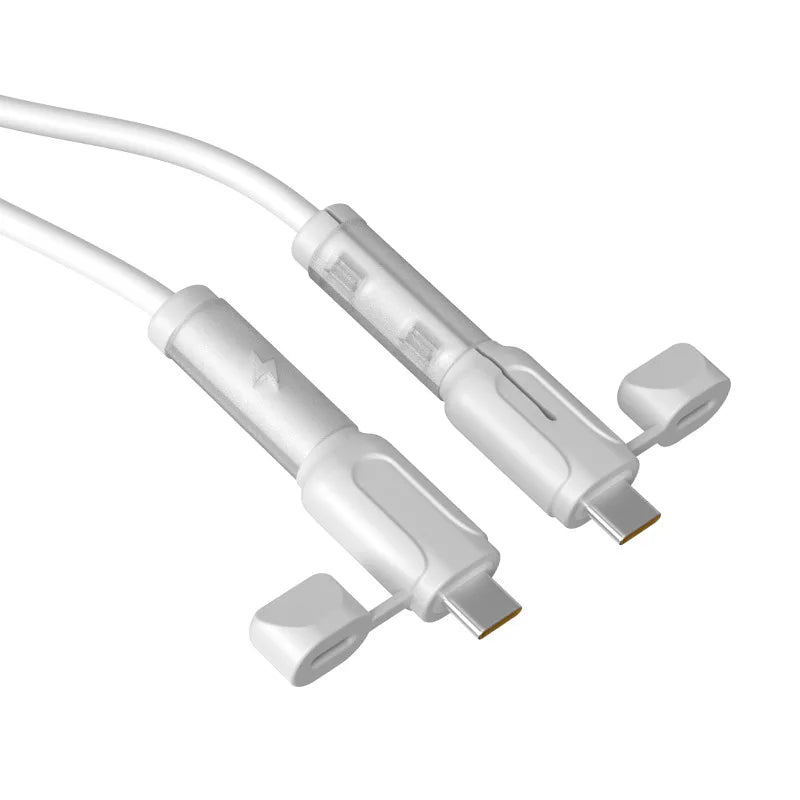 Silicone Type-C Cable Protector | Dual USB-C Cover & Winder Cable Protector Richie's White