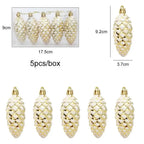5Pcs Glitter Pine Cone Christmas Ornaments Hanging Pendants Christmas Ornaments Richie's Gold