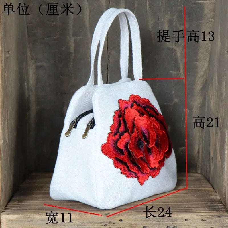 Ethnic Embroidered Floral Canvas Tote Handbag for Women Canvas Tote Handbag Richie's