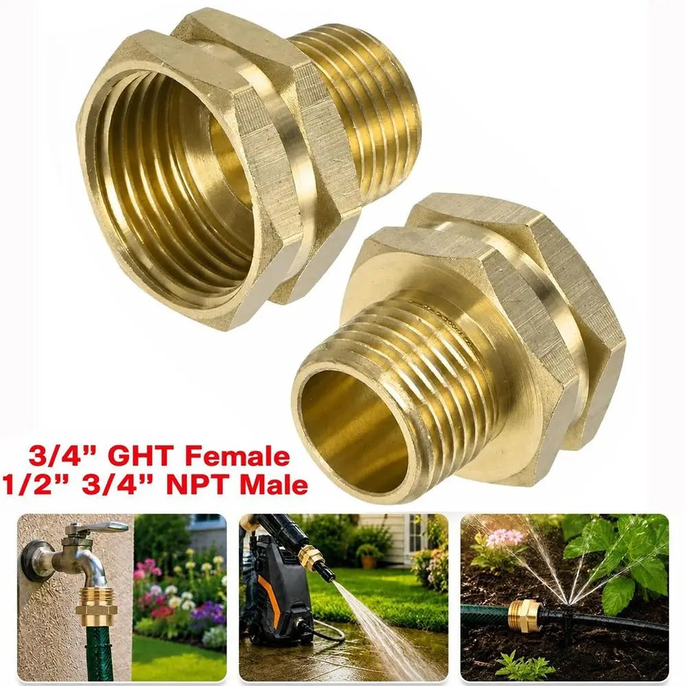 Brass 3/4" GHT to NPT Male Garden Hose Adapter Fitting Garden Hose Adapter Richie's