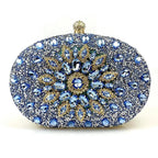 Flower Rhinestone Evening Clutch Bag with Chain – Prom & Wedding Evening Clutch Bag Richie's Sky Blue 20x5x15cm