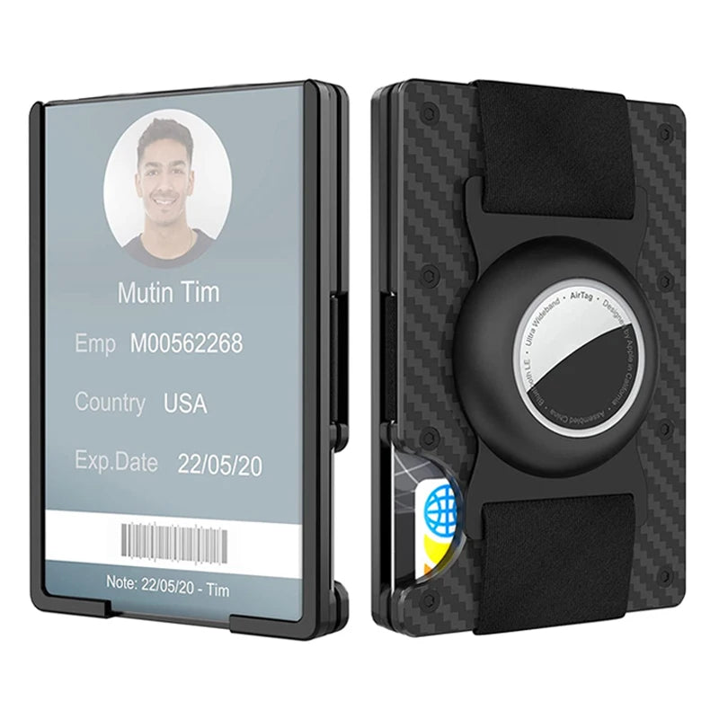 Zeeker Men's Metal Wallet | AirTag Bracket & RFID Blocking Metal Card Wallet Richie's black Air tag 5