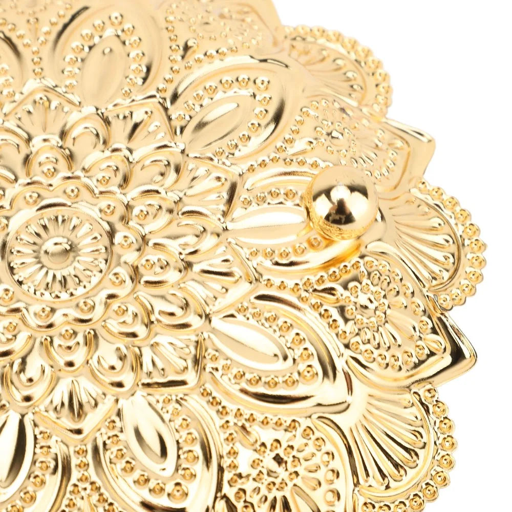Gold Turkish Serving Tray – Embossed Round Iron Centerpiece Decorative Serving Tray Richie's