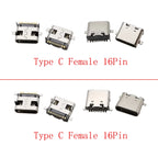 10Pcs USB Type-C 16 Pin Female Connector PCB Soldering DIY USB-C Connector Richie's