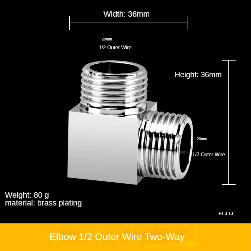 1/2" All-Brass Three-Way Faucet Splitter | 1-In-2-Out Fitting Brass Pipe Fitting Richie's 9