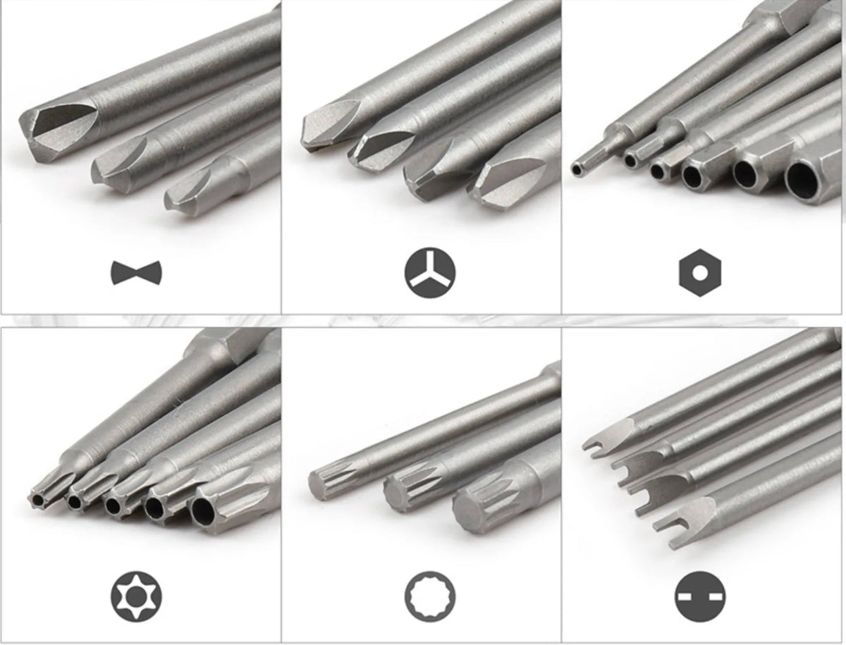 50pc 75mm Extra Long Screwdriver Bit Set – Torx Hex Phillips Square Screwdriver Bit Set Richie's
