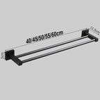 Matte Black Double Towel Bar Rack – 60cm Aluminium Square Design Double Towel Bar Richie's