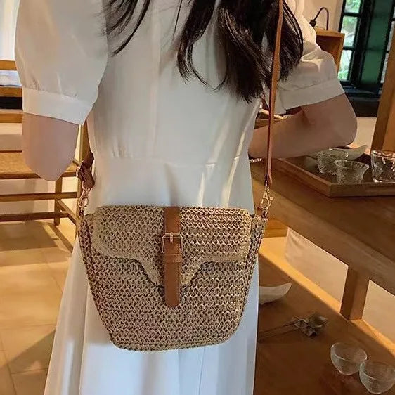 Women's Woven Straw Tote Bag – Bohemian Beach Crossbody Woven Straw Tote Bag Richie's