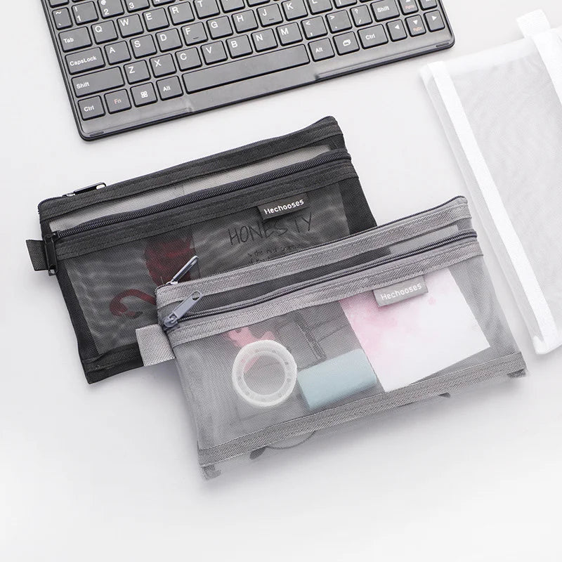 Transparent Pencil Case Double-Layer Mesh Bag | Multi-Use Pencil Case Richie's