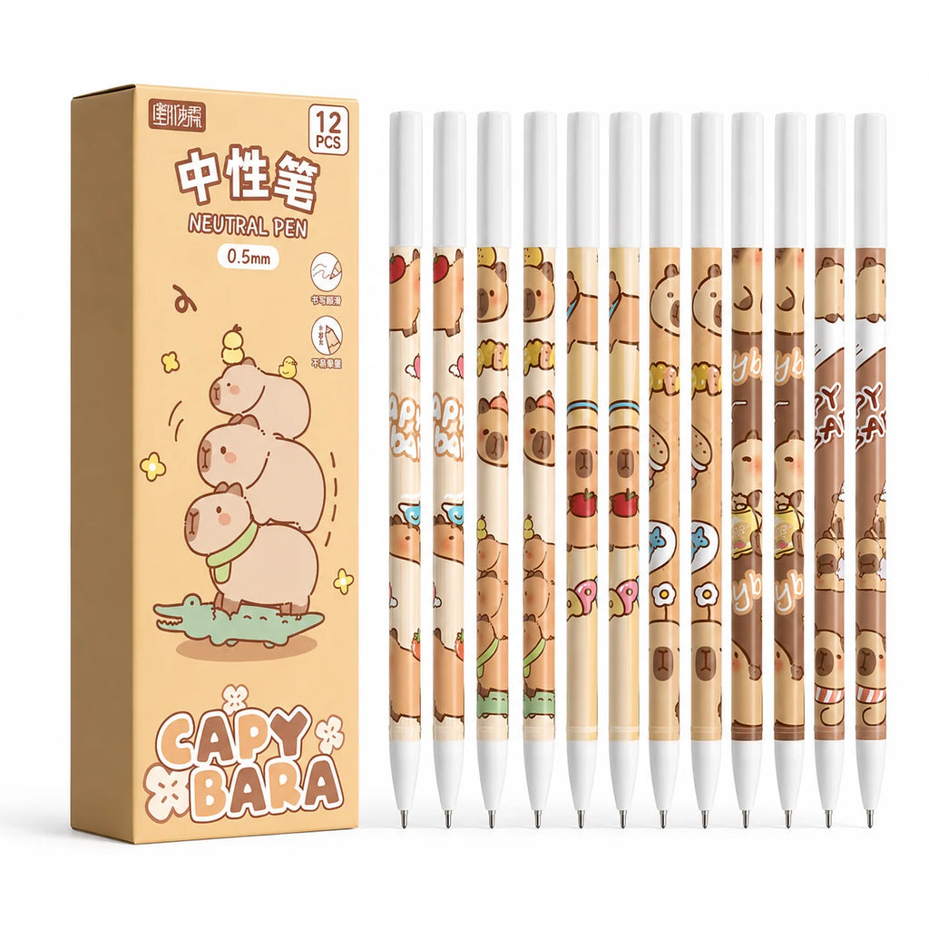 12 Capybara Gel Pens 0.5mm Fine Point Black Ink | Cute Set Gel Pen Set Richie's