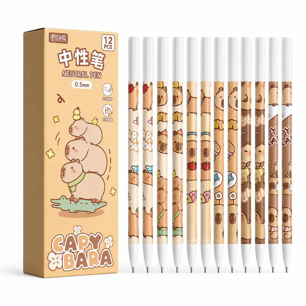 12 Capybara Gel Pens 0.5mm Fine Point Black Ink | Cute Set Gel Pen Set Richie's