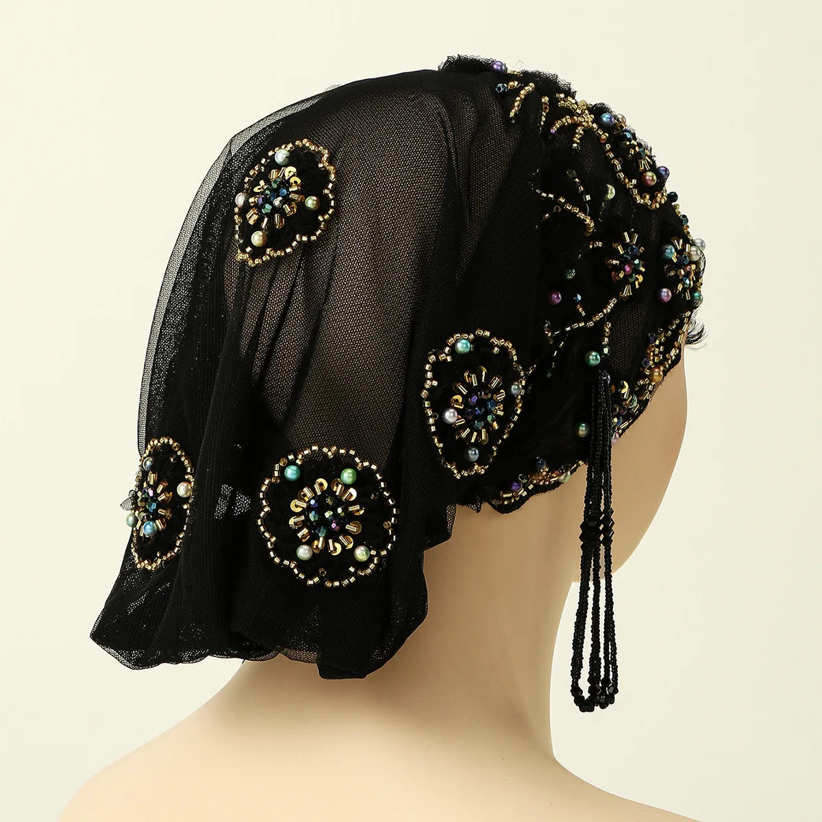 Muslim Pearl Lace Inner Cap – Elastic Islamic Headwear for Women Islamic Inner Cap Richie's
