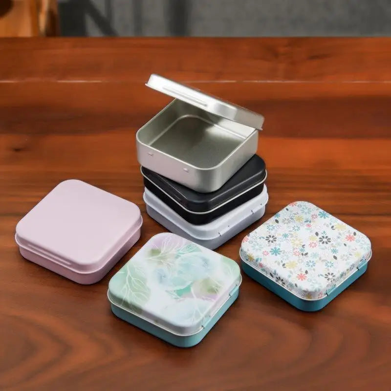 2-Pack Square Flip Top Tin Box – Portable Small Item Organizer Tin Storage Box Richie's