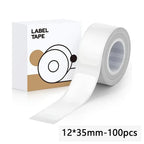 MAKEID Label Tape 9mm 12mm 16mm – White & Transparent Label Maker Tape Richie's 12x35mm white