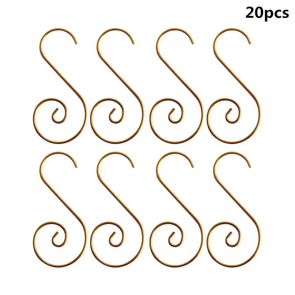 20-Pack S-Shaped Metal Christmas Ornament Hooks – 4 Colors Christmas Ornament Hooks Richie's gold