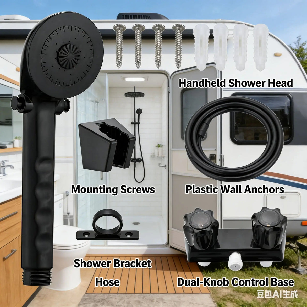 RV 4-Inch Basin Shower Double Faucet Hose Set – Universal Fit RV Shower Faucet Set Richie's