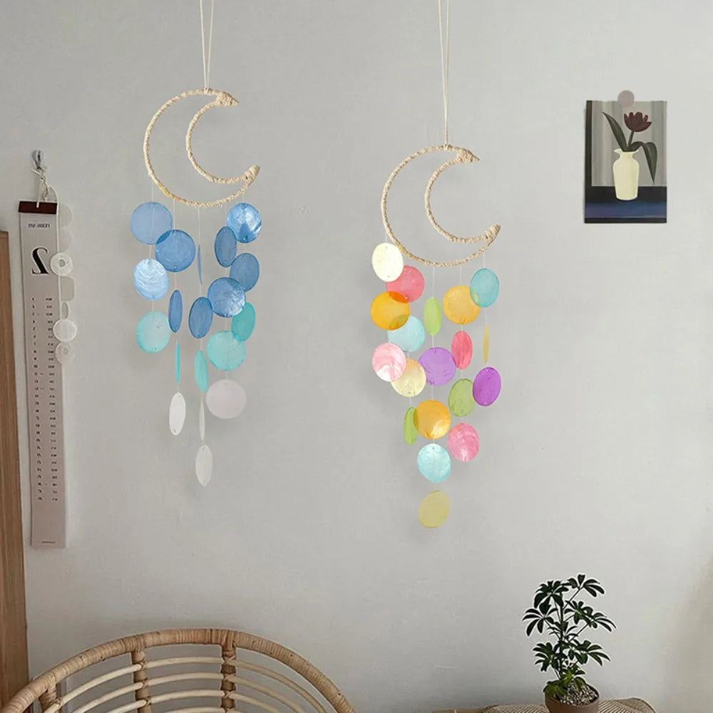Natural Shell Wind Chimes Moon Pendant Dream Catcher Decor Shell Wind Chime Richie's