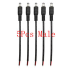 DC Power Pigtail Cable 5.5mm x 2.1mm Male Female Barrel Connector DC Power Connector Richie's 5Pcs Male