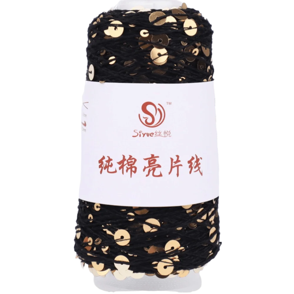 Sequin Bead Hand Knitting Yarn – Sparkle DIY Craft Thread Knitting Yarn Richie's Black Gold