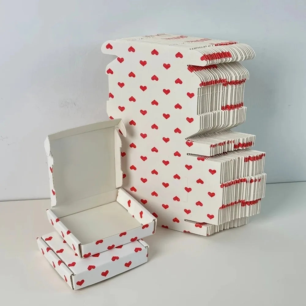 10pcs Heart Print Gift Boxes – Easy Assembly Mailer Packaging Gift Packaging Boxes Richie's 10pcs 5x5x5cm