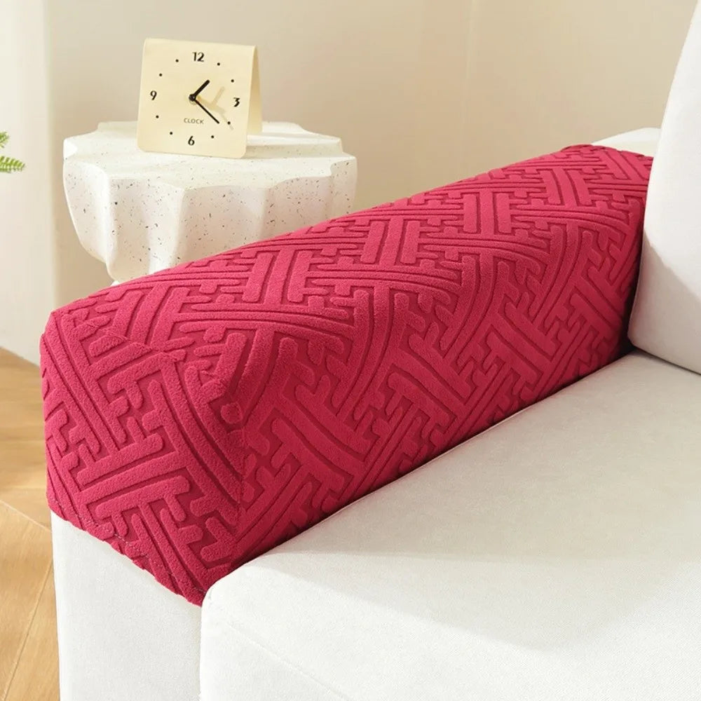 Universal Stretch Sofa Armrest Cover – Jacquard Arm Protector Sofa Armrest Cover Richie's Wine Red