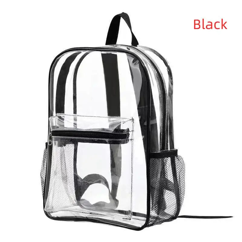 Clear PVC Transparent Backpack – Stadium Approved & Waterproof Transparent Backpack Richie's Black