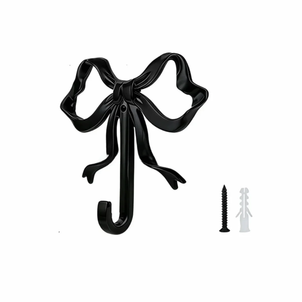 Vintage Nordic Bow Knot Wall Hook – Antique Gold Alloy Decorative Wall Hook Richie's Black-L