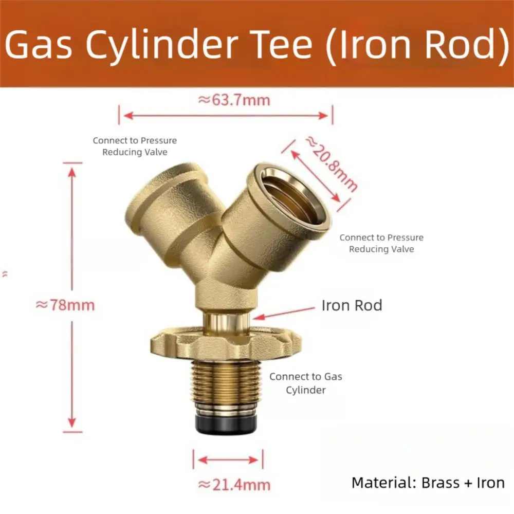 Brass Y-Splitter Propane Gas Adapter | 3-Way Valve Fitting Gas Valve Adapter Richie's