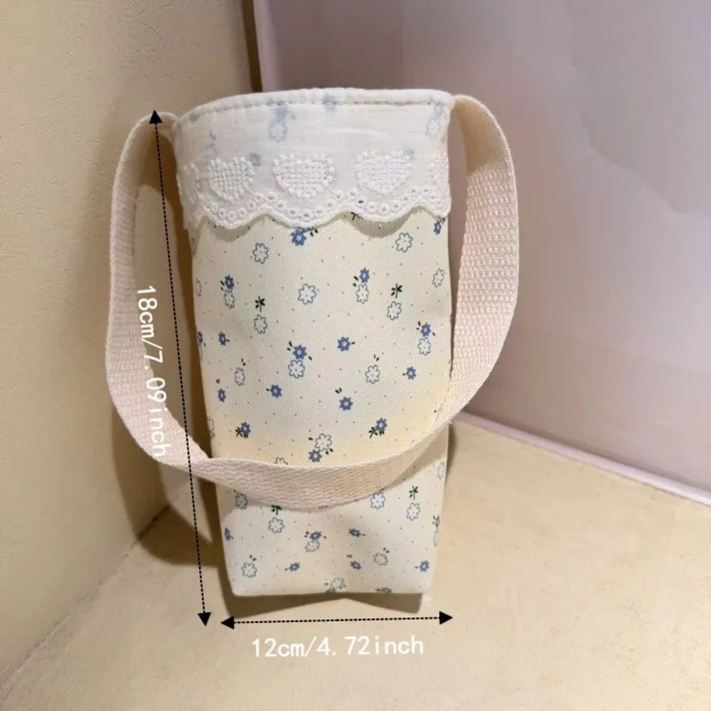 Lace Floral Water Bottle Cloth Bag – Portable Sleeve Carrier Bottle Sleeve Bag Richie's