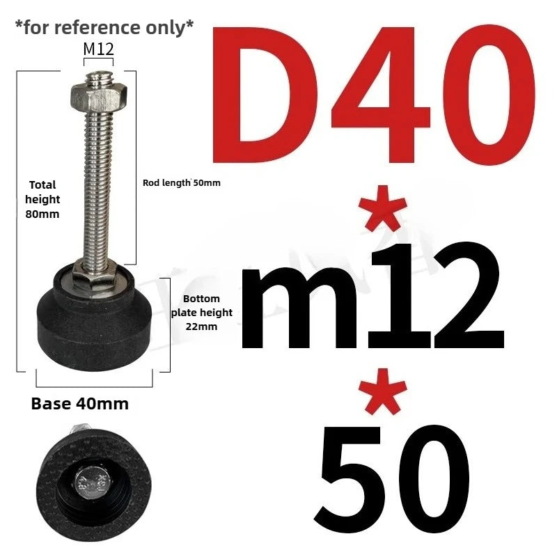 4pcs Adjustable Leveling Feet M5-M12 Nickel Plated Nylon Base Adjustable Leveling Feet Richie's D40xM12x50 4pcs