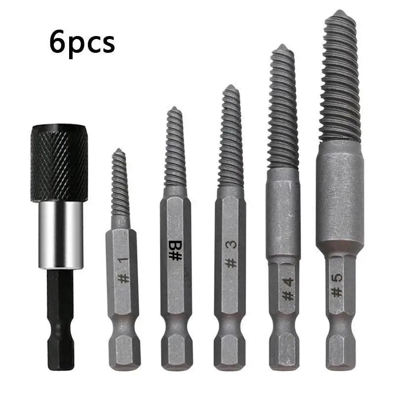 5/6Pc Broken Bolt Extractor Set with Center Drill Bits Screw Extractor Set Richie's 6pcs