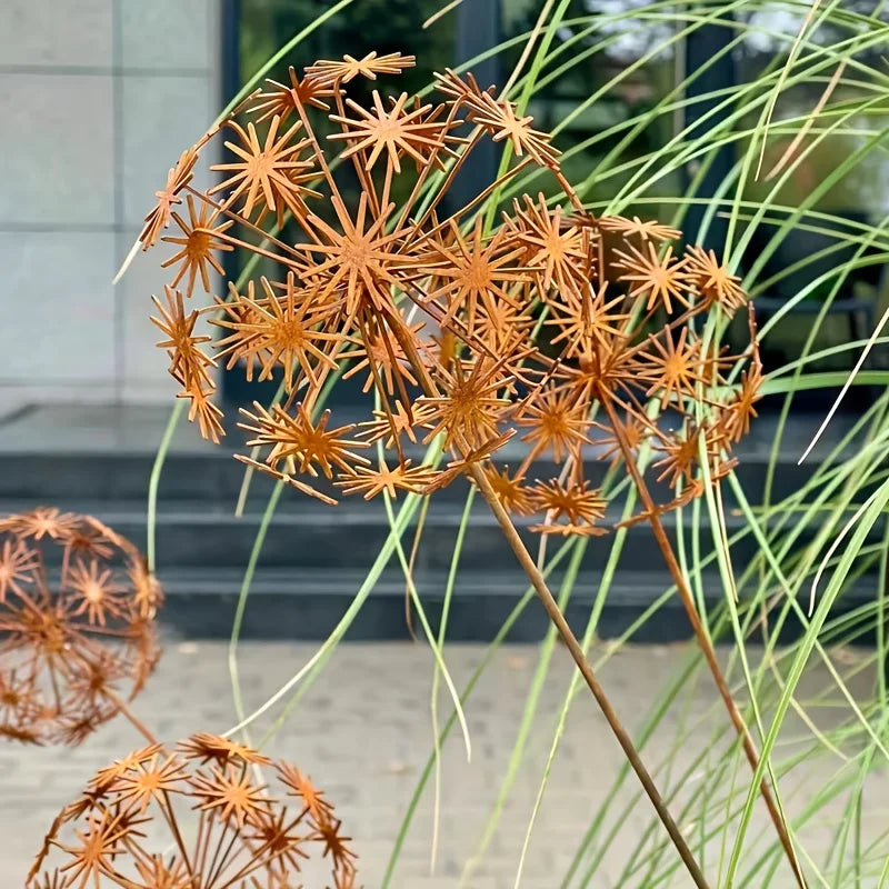 Vintage 3D Dandelion Garden Sculpture Set – Metal Flower Stakes Garden Sculpture Richie's